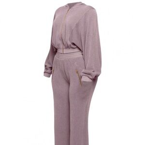 Zipper Closure Hoodie Jacket & Pants Set